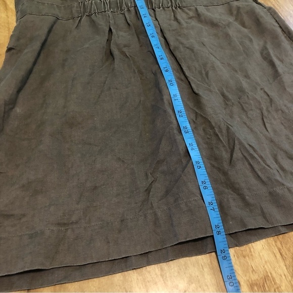 Boden 100% Linen Beaded Artsy Patch Side Zip Olive Mini Dress Womens Size 10 - Picture 10 of 11